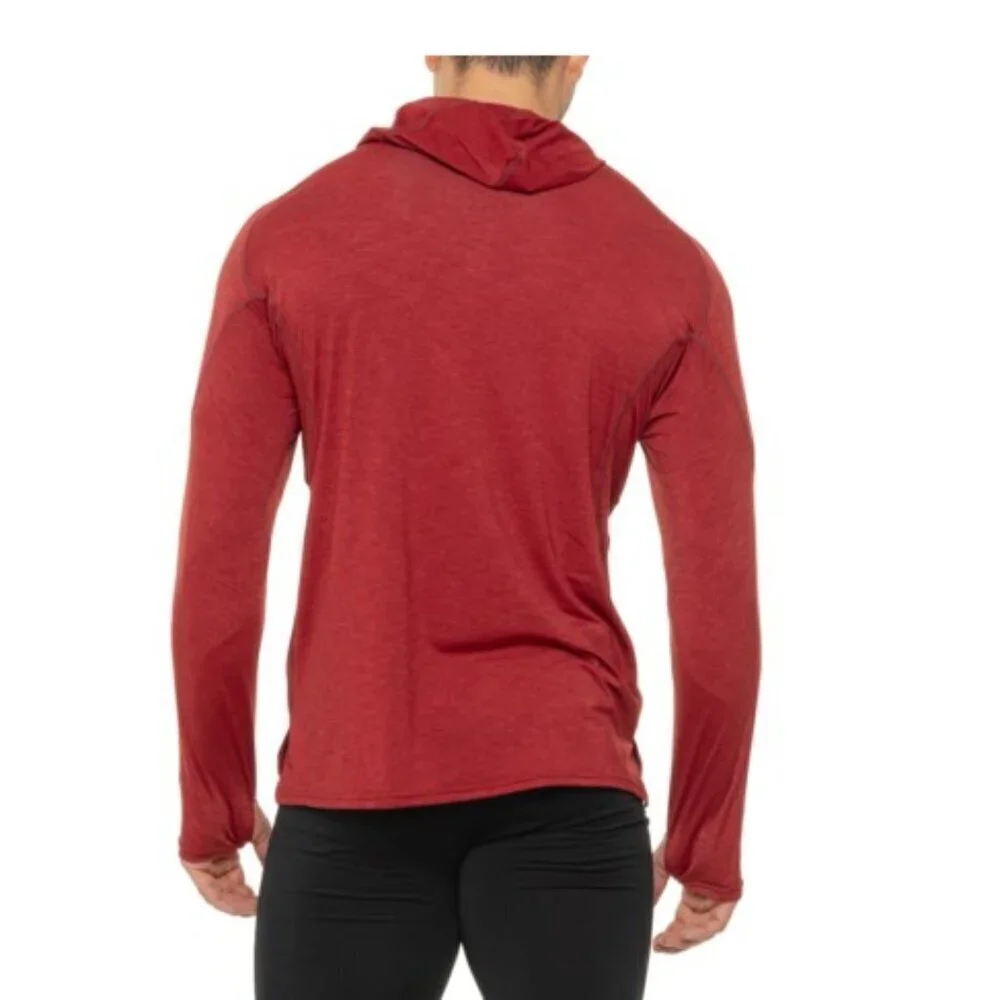 NRS Men's XL Silkweight Hooded Shirt - UPF 50+ Long Sleeve T-Shirt Red Vino NWT